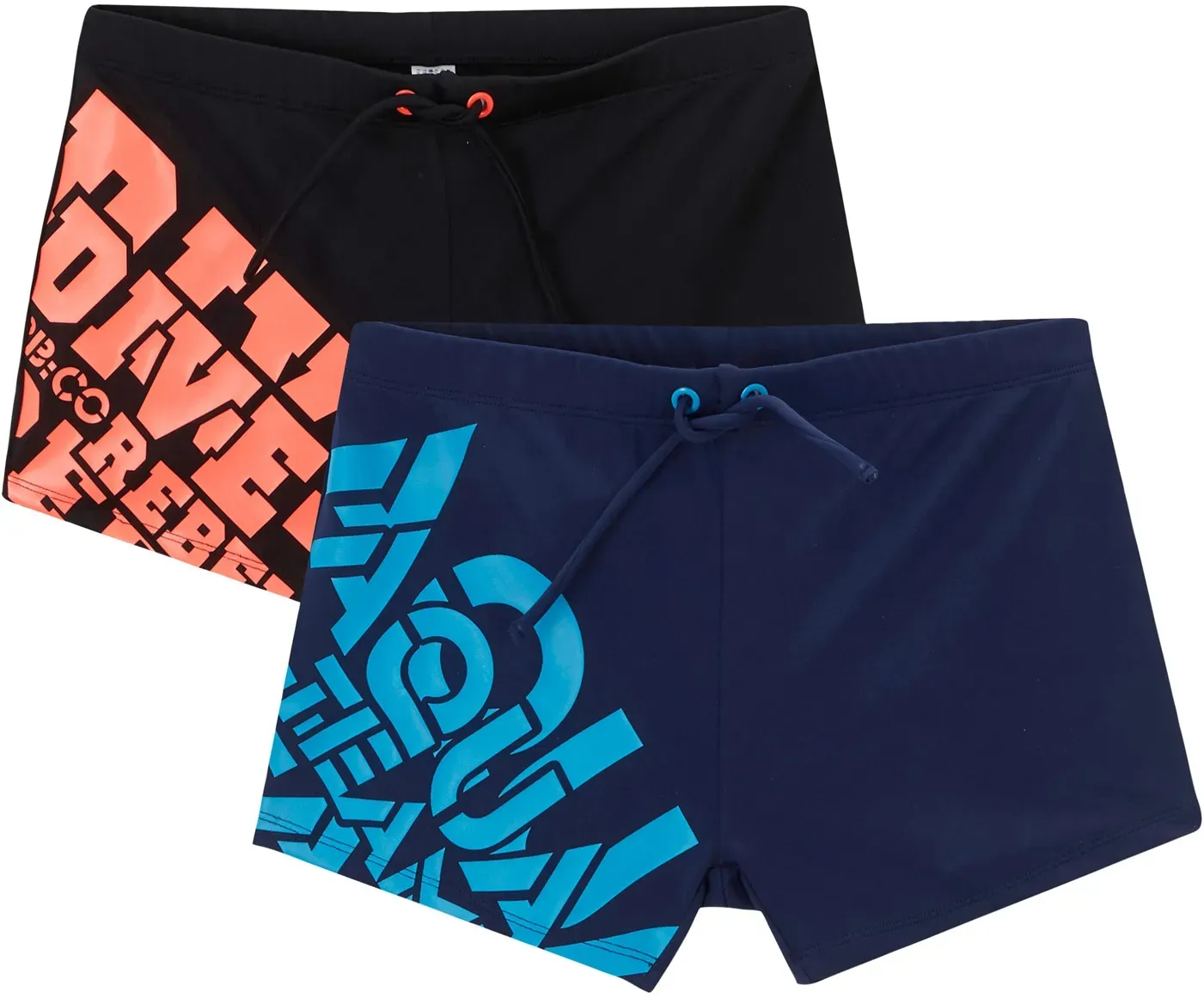 Badehose BONPRIX, Jungen, Gr. 176/182, N-Gr, bunt (dunkelblau, schwarz), Obermaterial: 80% Polyamid, 20% Elasthan. Futter: 100% Polyester, bedruckt, Badehosen Badehose, mit tollen Wording-Drucken