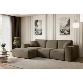 altdecor Ecksofa in L-Form Corner Sofa Bett Eckcouch Couch Wohnlandschaft Cauchsofa Serra-L - 266x165x73 cm Braun