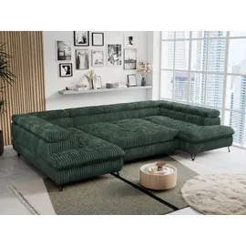 MKS Meble Ecksofa Cord U-Form 2-Sitzer Grün
