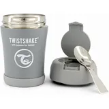 Twistshake Thermobehälter für Essen Babys und Kinder | 350 ml | Inklusive klappbarem Löffel - Pastel Grey, Grau, A-46-002