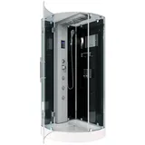 AcquaVapore Dampfdusche D37-23L2-ALL Dampfdusche Duschtempel Duschkabine, Sicherheitsglas ESG, Höhenverstellbar, Gehärtetes Glas, Integrierte Massagedüsen, Multimedi schwarz