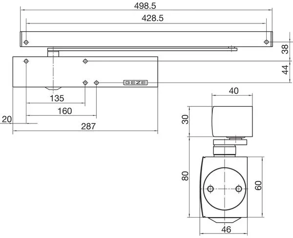 GEZE Gleitschiene E-BG, silber