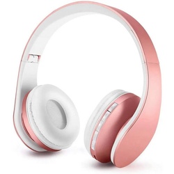Gontence Kinderkopfhörer, Bluetooth Kopfhörer für Kinder mit Gehörschutz,Leicht Over-Ear-Kopfhörer (mit Faltbare Kopfband, Rosa Gold) rosa