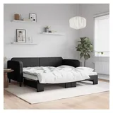 furnicato Bett Ausziehbares 2-in-1 Tagesbett Sofa Schwarz 223x100x75 cm (1-tlg), Gästebett mit Rollkasten, Holzrahmen und atmungsaktivem Stoffbezug schwarz