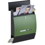Relaxdays Design Briefkasten mit Zeitungsfach schwarz/grün