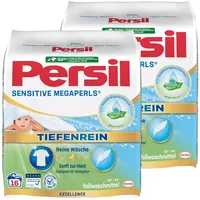 Persil Sensitive Megaperls 32 WL (2 x 16 Waschladungen), Waschmittel für Allergiker mit beruhigender Aloe vera für sensible Haut, effektiv von 20 °C bis 95 °C, ECARF-zertifiziert