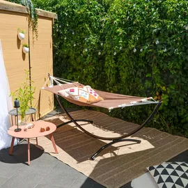 AMANKA Stabhängematte Braun, Metall 100x90x300 cm Gartenmöbel, Hängesessel