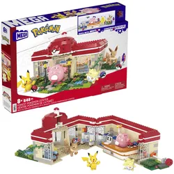 MEGA Pokémon Bauspielzeug-Set, Waldspaß Pokémon-Center (648 Teile) mit 4 Actionfiguren
