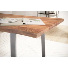 FineBuy Schreibtisch Akazie massiv / Braun