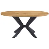 HOME DELUXE Essgruppe Rund Ausziehbar AVENTURA inkl. Sternfuß - 120-160 x 120 cm Light Oak 6 Stühle - Braun