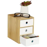 Relaxdays Schreibtisch Organizer 3 Schubladen Weiß/Braun