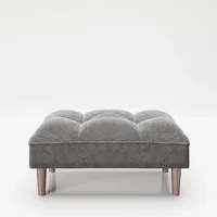 PLAYBOYHOME PLAYBOY Ottoman, "SCARLETT" gepolsterte Fussablage, passend zum Sofa, Samtstoff in Grau, mit Massivholzfüsse, Retro-Design,