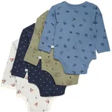 Pippi made with love PIPPI Unisex Baby Body LS AO-printed (4-pack) Formender Body, Khaki, 74 - 74
