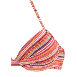 LASCANA Push-Up-Bikini, mit glitzernden Streifen, Gr. 40, Cup A, orange-gestreift, , 77184531-40 Cup A