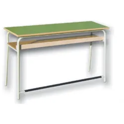 Zweisitzer-Schulbank aus Holz mit Untertisch Höhe 64 cm h17214