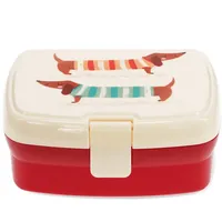 Rex London Lunchbox mit herausnehmbaren Fach Sausage Dog Dackel-Motiv, Snack Obst Behälter Dose Box