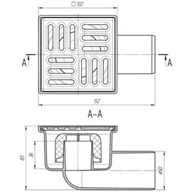 Belvit Bodenablauf Edelstahl DN50 100x100 mm Abgang Waagerecht Duschablauf Badablauf