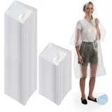 100 x Regenponcho, Überzug mit Kapuze, Einweg Regencape für Erwachsene, Unisex Regenschutz, PE, transparent