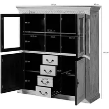 MASSIVMOEBEL24.DE Highboard 150 x 160 x 45 cm Weiß