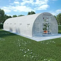 vidaXL Gewächshaus 12 Seitenfenster 1 Tür Gewächshaus Frühbeet Tomatenhaus Polytunnel Pflanzenhaus 27 m2 900 x 300 x 200 cm - Weiß