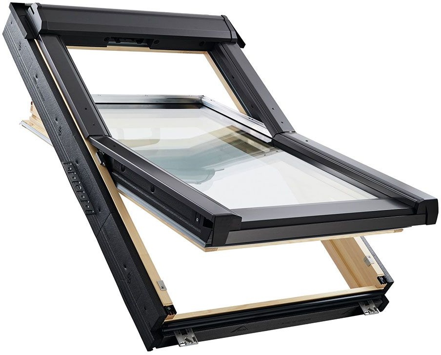 Roto Schwingfenster Konfigurator RotoQ Q4 H200 Holz Aluminium Dachfenster, Anti-Tau-Beschichtung, 3-fach Verglasung,94x160 cm (9/16),besser (Uw 0,9),Elektro