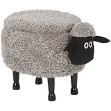 Beliani Hocker für Kinder Holz Polyester Grau Felloptik mit Stauraum Sheep Stoff