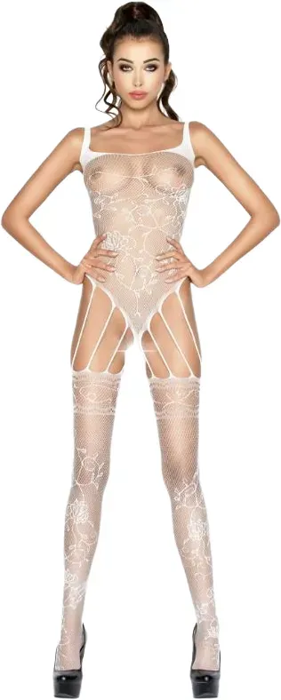 PASSION  Woman BS034 Bodystocking Weiß One Size