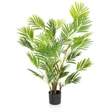 HJH Office Kunstpflanze Areca I 120 cm Grün Deko Goldfruchtpalme pflegeleicht Zimmerpalme künstlich, 871010