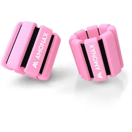 Amonax Gewichtsmanschetten Ankle Weights Set, Fitness Gewichte Für Beine Und Arme, 2x0,5kg Gewichte Handgelenk Für Frauen Männer, Pilates Gewichte Leg Weights (Grau - 2kg x 2) (Rosa - 0,5kg x 2)