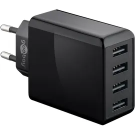 goobay 4-fach USB-Ladegerät, mehrfach USB-Ladegerät, 30W, lädt bis zu 4 Geräte gleichzeitig, schwarz
