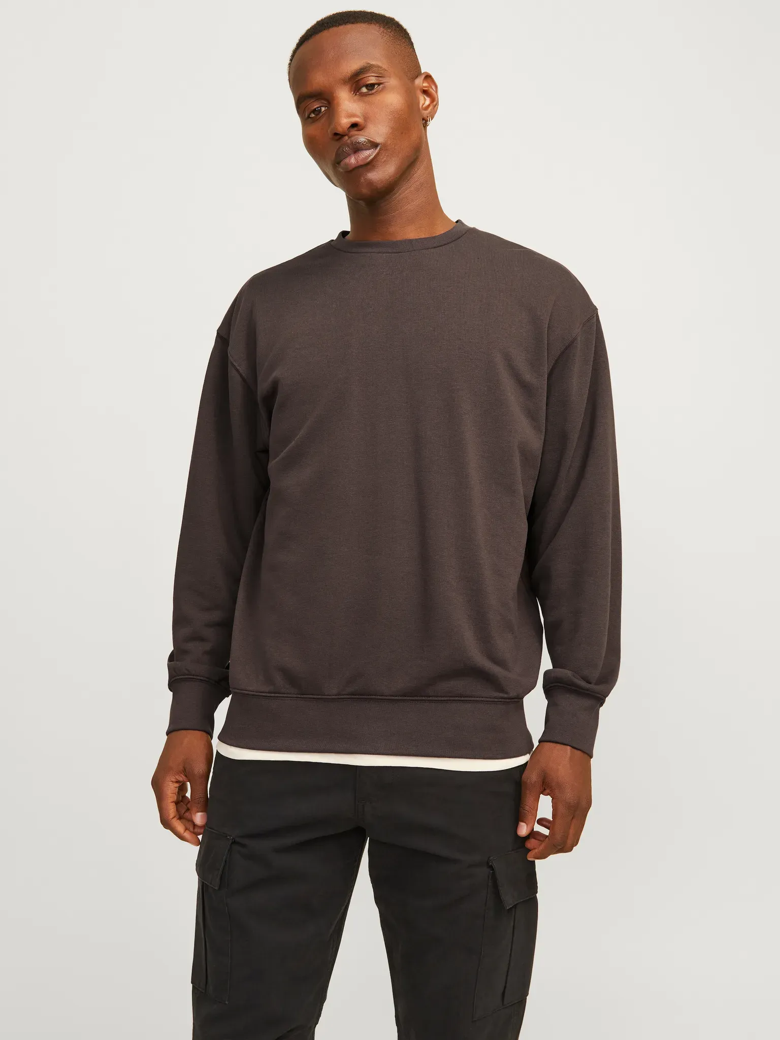 Sweatshirt »JJECHARGE SWEAT CREW NECK NOOS«, mit Rippbündchen, Gr. XS, Mulch, , 69268324-XS