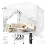 COBIZI Pavillon 3x3 Faltpavillon Wasserdicht Stabil Winterfest Faltbar Partyzelt mit 4 Seitenteilen Pop up Gartenpavillon UV Schutz 50+ Höhenverstellbar für Strand Hochzeit Camping, Weiß
