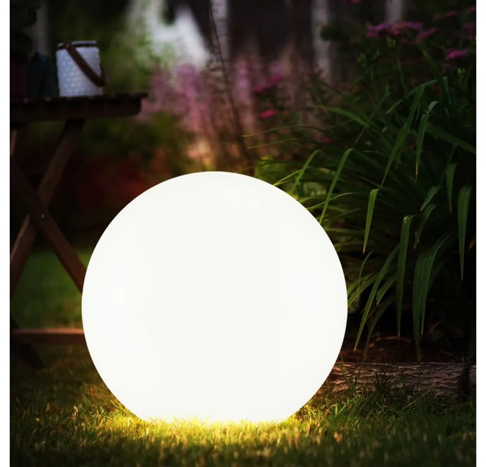 etc-shop LED Solarleuchte, LED-Leuchtmittel fest verbaut, Solarleuchte Kugel Garten LED Gartendeko Solarkugel für Außen 20 cm weiß