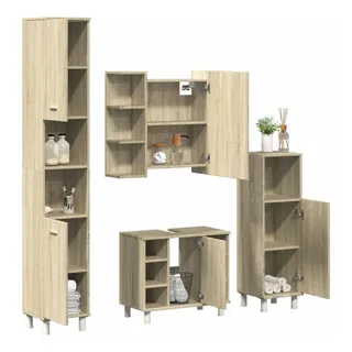 vidaXL 4-tlg. Badmöbel-Set Sonoma-Eiche Holzwerkstoff