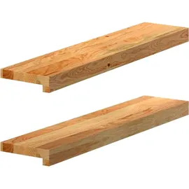 vidaXL Fensterbank 2 Stk Hellbraun 70x15x2 cm Massivholz Eiche