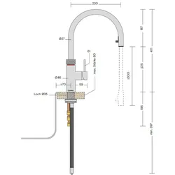 BieTal® Quooker Wasserhahn Flex Kupfer Rosé & PRO3 Reservoire & sprudelndes Wasser CUBE