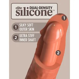 King Cock Elite Dual Density Silicone Cock, Tan, 6 Zoll