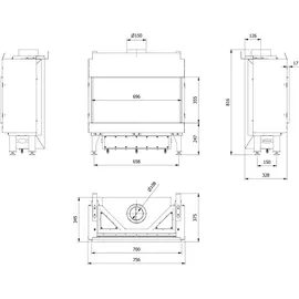 Kratki Gaskamin KRATKI LEO 70 Vorderseite Erdgas ∅ 100/150 7,3 kW