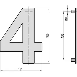 BASI | Hausnummer 4 Stahl Anthrazit Haus Nummer Vier