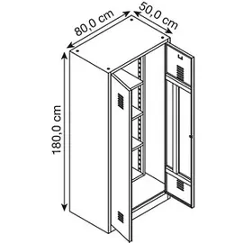 Gürkan Putzmittelschrank 104528 lichtgrau, enzianblau 80,0 x 50,0 x 180,0 cm, aufgebaut