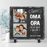 Geschenke.de Fotorahmen Collage Schiefer Beste (r) Oma- Opa.. zum Aufstellen, Personalisierter Bilderrahmen mit individuellem Foto, Foto-Geschenk zum Geburtstag, Weihnachten, Silberhochzeit