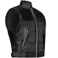 PAULGOS Lederweste Biker Kutte Echtleder BW8 in Schwarz |