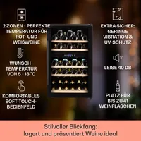 Barossa 40 Duo Weinkühlschrank 2 Zonen 41 Flaschen Glastür Touch LED