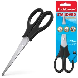 Schere 17cm rostfrei 2D Klingen 1 Stück Universalschere Doppelschliff Edelstahlklingen Allzweckschere Haushalt Büro Küche Schule Bastelschere Schwarz