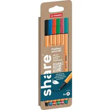 Stabilo share Fineliner Schwarz, Blau, Rot, Grün, Pink, Türkis 0.4 mm, 1 St.