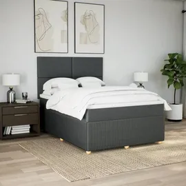 vidaXL Boxspringbett mit Matratze Dunkelgrau 140x200 cm Stoff