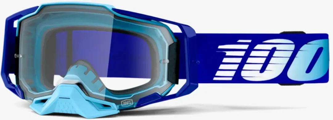 100% Armega Essential Motorcross bril, blauw Voorman