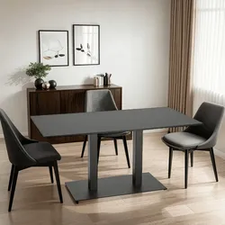 Kadima Design Büro-/Esstisch, 160x80 cm, Schwarz, vielseitig, robust, stilvoll