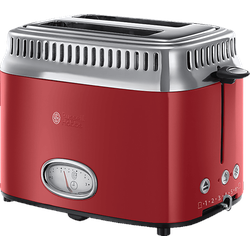 RUSSELL HOBBS 21680-56 Retro Ribbon Red Toaster Rot/Edelstahl (1300 Watt, Schlitze: 2)