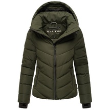 Marikoo Winterjacke Damen (XS-3XL) - Wasserabweisend, Warm, Kapuze abnehmbar, Winddicht - Steppjacke, Frauen - Stehkragen, 4 Taschen, verlängerter Zipper - Dark Olive L